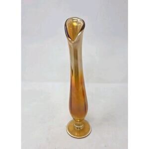 Vintage Swung Carnival Glass Vase Marigold Orange 12"
